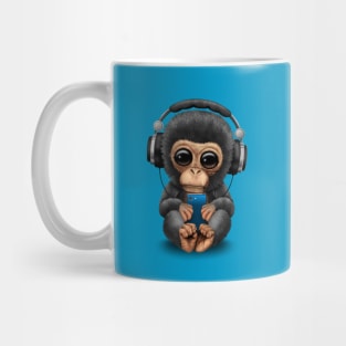 Chimpanzee Dj with Headphones and Cell Phone Mug